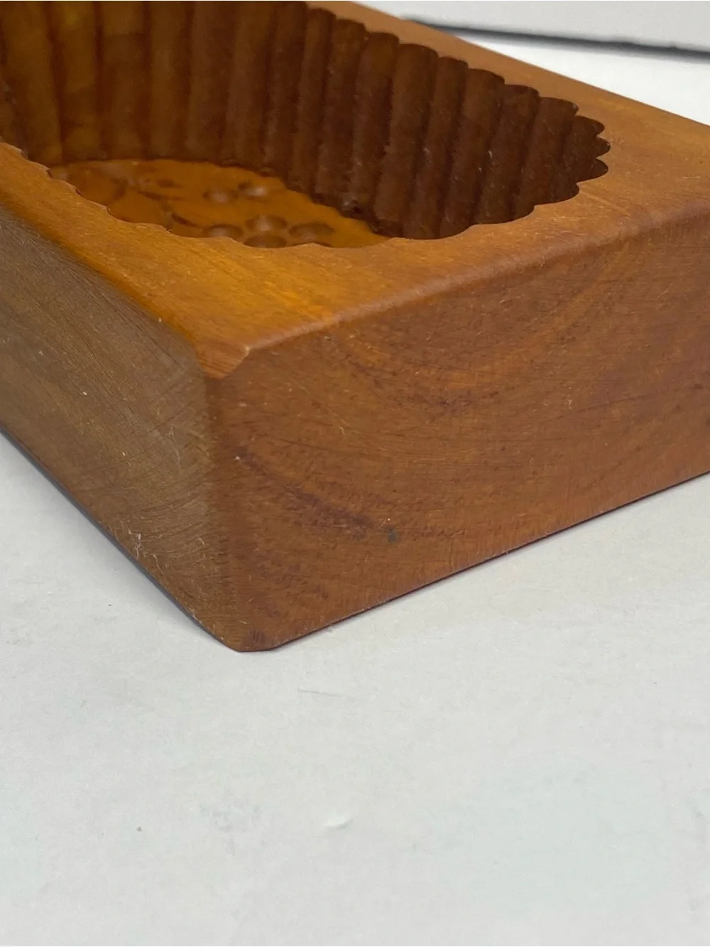 Vintage Hand Carved Wooden Butter Mold Floral Butter Press Farmhouse Primitive
